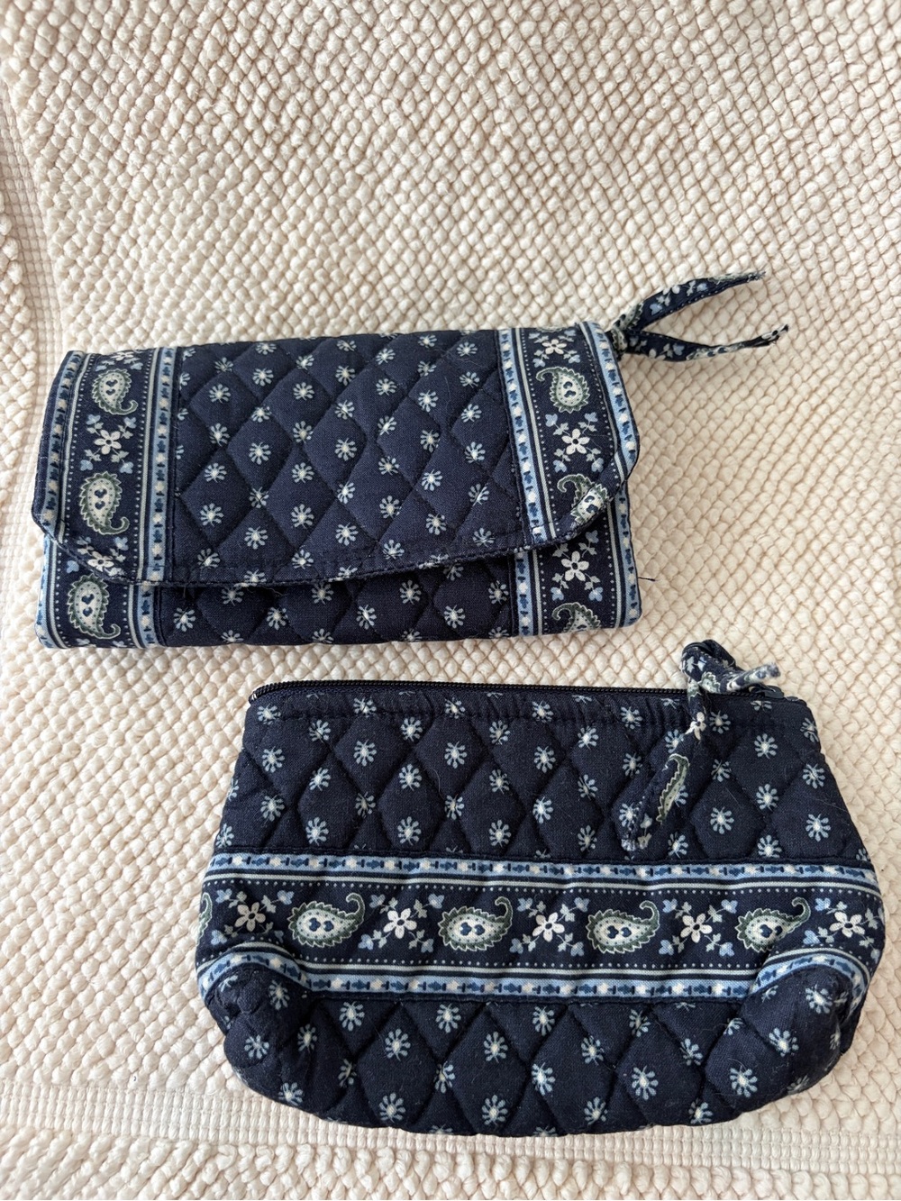Vera Bradley Wristlet & Trifold Wallet Set- Seaport Navy (retired)